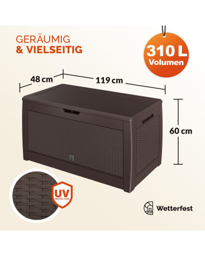 Gartenbox Rato 310L Braun Rattanoptik