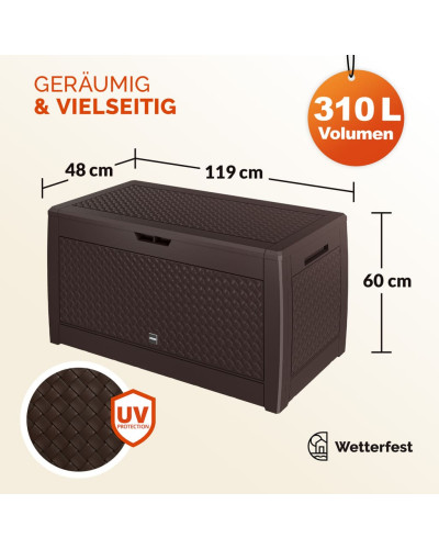 Garden Storage Box Matuba 310L Brown Weave