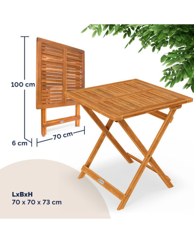 Gartentisch Akazie quadratisch klappbar 70 Zentimeter