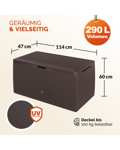 Garden Box Rato Plus 290L Brown Rattan Look