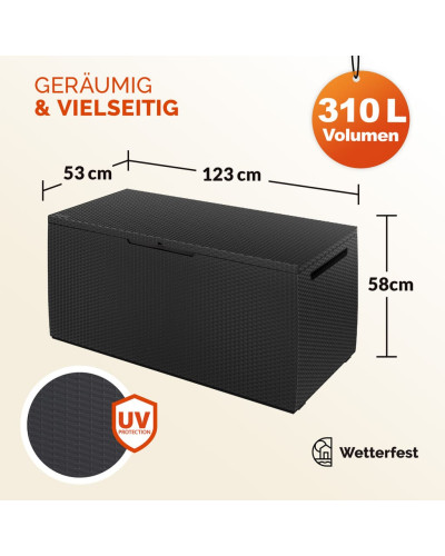 Auflagenbox Capri 310L Anthrazit mit Rollen