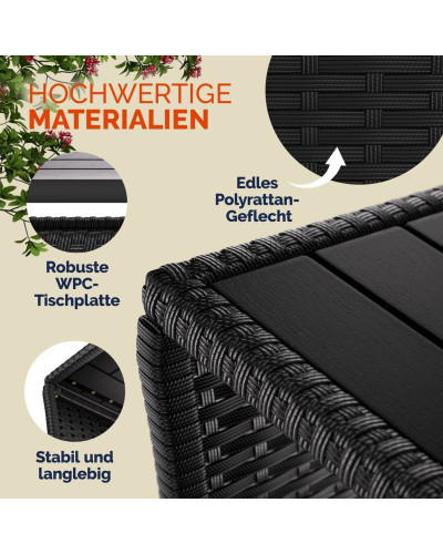 Beistelltisch Polyrattan Kunststoff Schwarz 45 Zentimeter