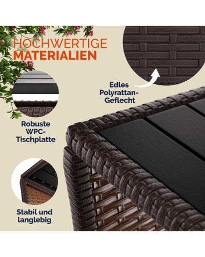 Beistelltisch Polyrattan Kunststoff Grau 45 Zentimeter