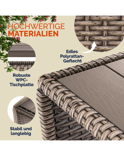 Beistelltisch Polyrattan Kunststoff Grau 45 Zentimeter