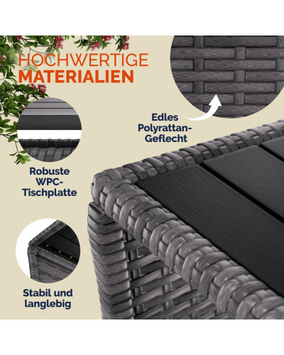 Beistelltisch Polyrattan Kunststoff Creme 45 Zentimeter