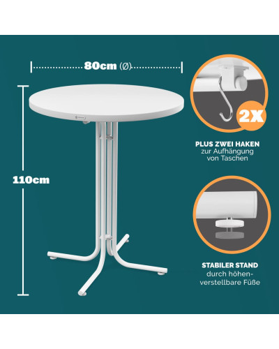 Stehtisch klappbar Weiß 80 Zentimeter wetterfest