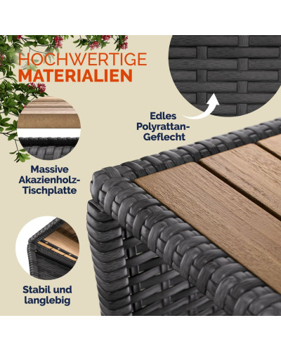 Beistelltisch Rattan Akazie Massivholz Braun