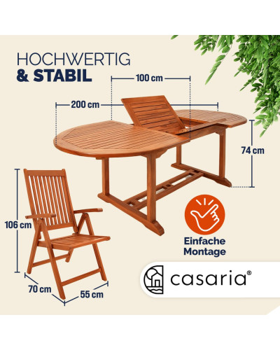 Gartenmöbel Set 7-tlg. Eukalyptus Vanamo Ausziehbar