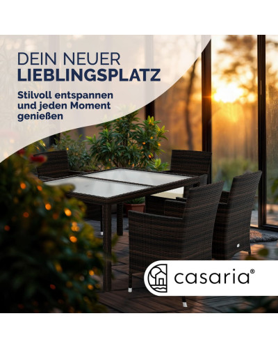 Polyrattan Gartenmöbel Set 7-tlg. inkl. Abdeckplane