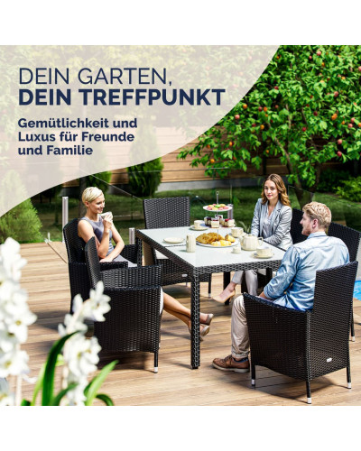 Polyrattan Gartenmöbel Set 7-tlg. inkl. Abdeckplane