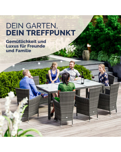 Gartenmöbel Set 9-tlg. Polyrattan Bali Inkl. Cover