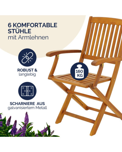 Gartenmöbel Set 7-tlg. Akazie Boston Massivholz