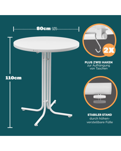 Stehtisch Weiß Ø80cm mit Husse Rot
