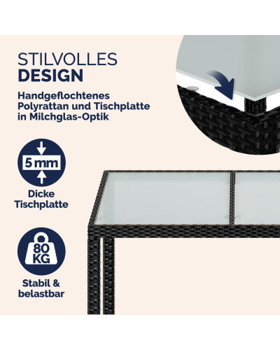 Black Polyrattan Garden Table 190 by 90 Centimetres