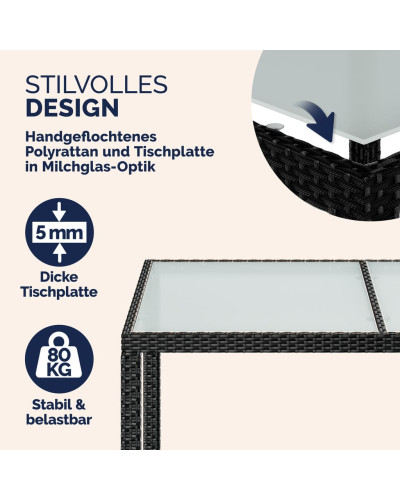 Black Polyrattan Garden Table 150 by 90 Centimetres