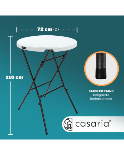 Stehtisch klappbar Ø72cm Weiß mit Husse Weiß