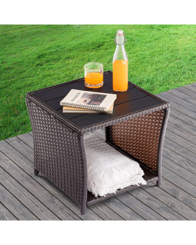 Beistelltisch Polyrattan Kunststoff Grau 45 Zentimeter