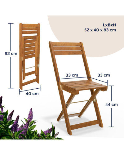 Folding Acacia Wood Bistro Set 3-Piece