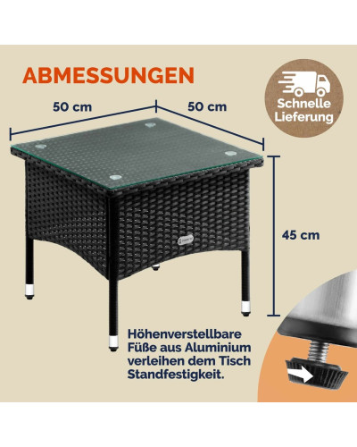 Beistelltisch Eckig Aluminium Weiß 50 Zentimeter