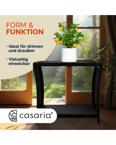 Beistelltisch Polyrattan Kunststoff Schwarz 45 Zentimeter