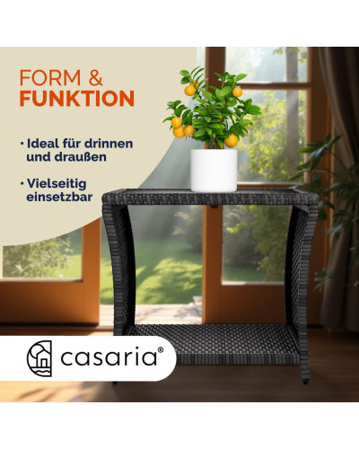 Beistelltisch Polyrattan Kunststoff Creme 45 Zentimeter