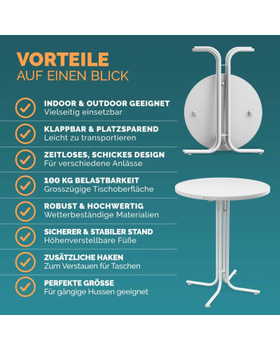 Stehtisch klappbar Weiß 80 Zentimeter wetterfest