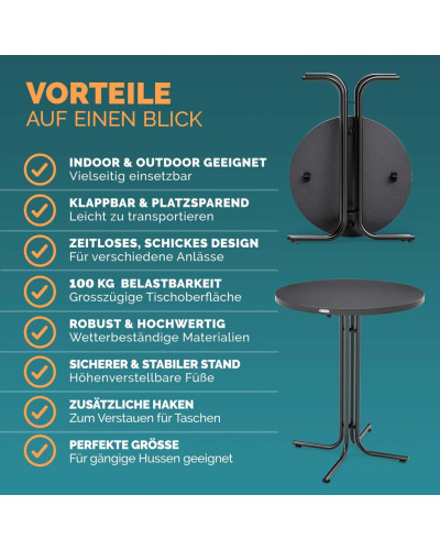 Stehtisch höhenverstellbar Grau 80 Zentimeter