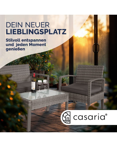 Polyrattan Lounge Set 4-tlg. Gartenmöbel Gruppe Grau
