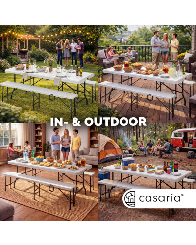 3-Piece Folding Beer Tent Set 183cm White Plastic HDPE