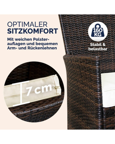 Polyrattan Gartenmöbel Set 7-tlg. inkl. Abdeckplane
