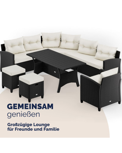 Polyrattan Ecklounge Schwarz WPC Gastronomie