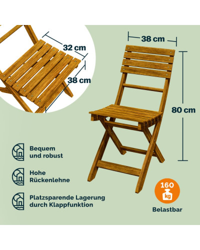 FSC Akazienholz Balkonset mit Regal 3-tlg