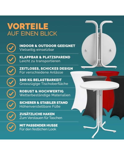 Stehtisch Set mit Husse Weiß Durchmesser 70 Zentimeter