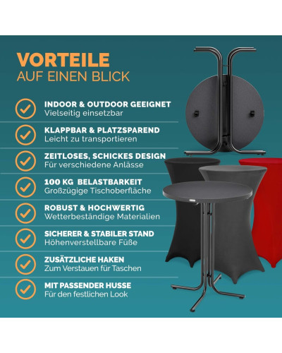 Stehtisch Set mit Husse Anthrazit Durchmesser 70 Zentimeter