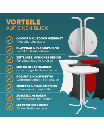 Stehtisch Weiß Ø70cm mit Husse Rot