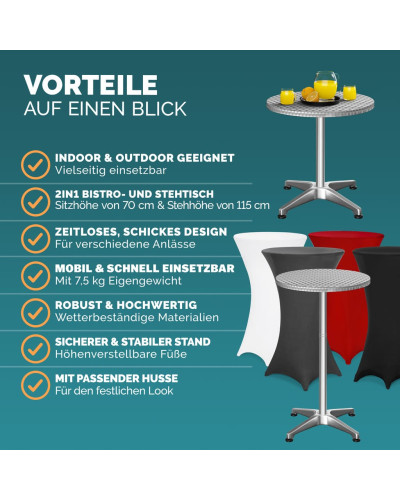 Stehtisch Aluminium Ø60cm mit Husse Schwarz