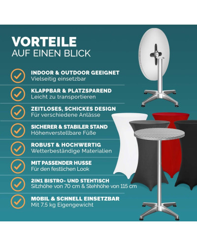 Stehtisch Aluminium Ø60cm Husse Anthrazit