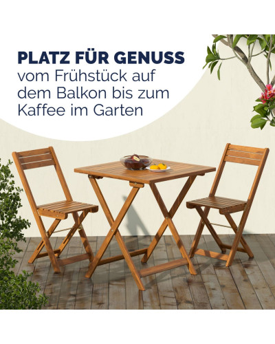 Folding Acacia Wood Bistro Set 3-Piece