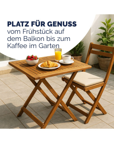 Gartentisch Akazie quadratisch klappbar 70 Zentimeter