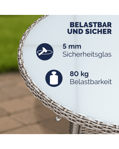 Polyrattan Tisch Eckig Creme 80 mal 80 Zentimeter