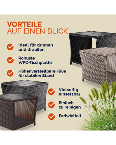 Beistelltisch Polyrattan Kunststoff Schwarz 45 Zentimeter