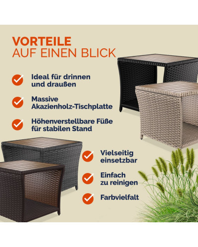 Beistelltisch Rattan Akazie Massivholz Braun