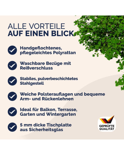 Polyrattan Lounge Set 4-tlg. Gartenmöbel Gruppe Grau