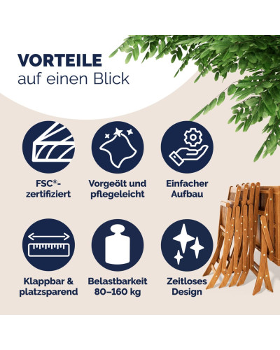 Gartenmöbel Set 5-tlg. Akazie Sydney Klappbar FSC