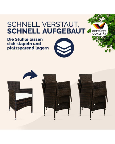 Polyrattan Gartenmöbel Set 7-tlg. inkl. Abdeckplane