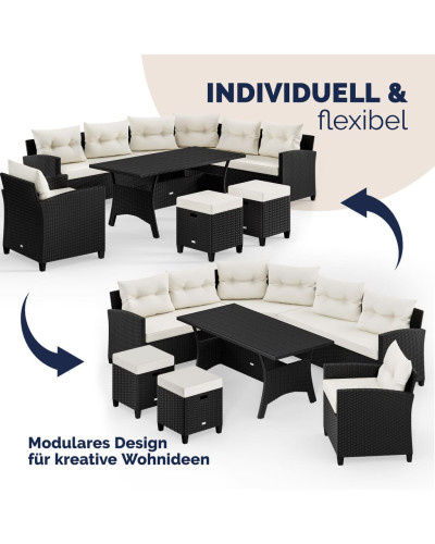 Polyrattan Ecklounge Schwarz WPC Gastronomie