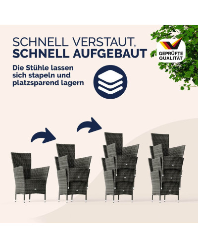 Gartenmöbel Set 7-tlg. Polyrattan Grau Anthrazit
