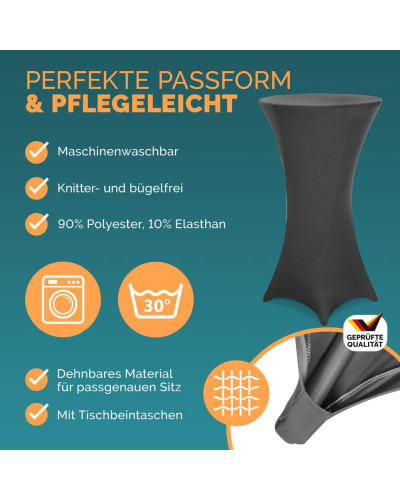 Stehtisch Set mit Husse Anthrazit Durchmesser 70 Zentimeter
