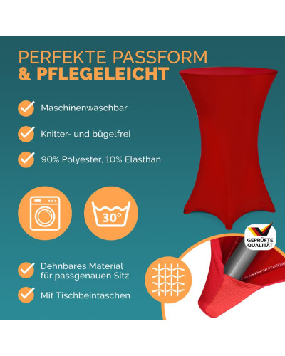 Stehtisch klappbar Ø70cm Grau mit Husse Rot