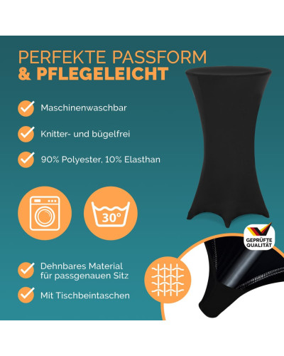 Stehtisch klappbar Ø72cm Husse Schwarz